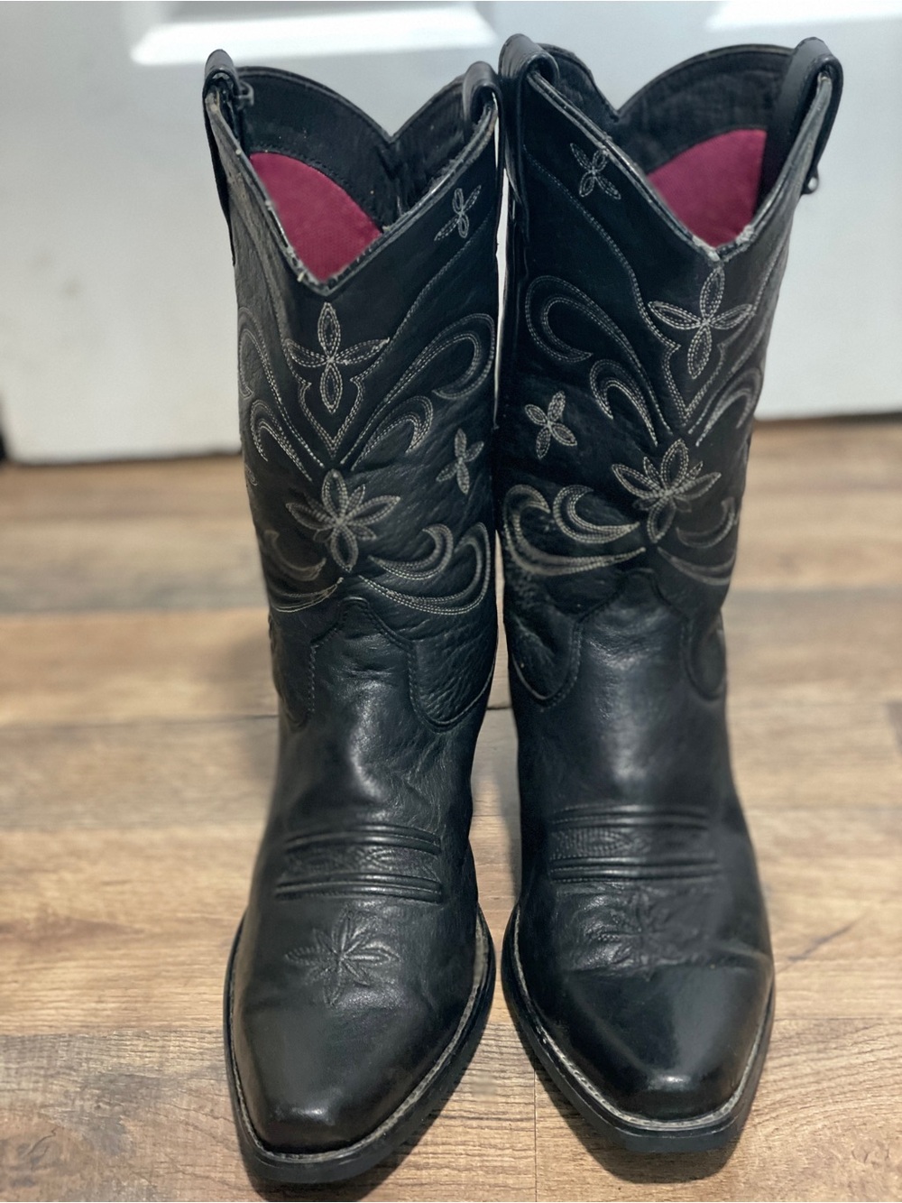 Ariat Black Over-the-Knee Western Boots with Pink Lining